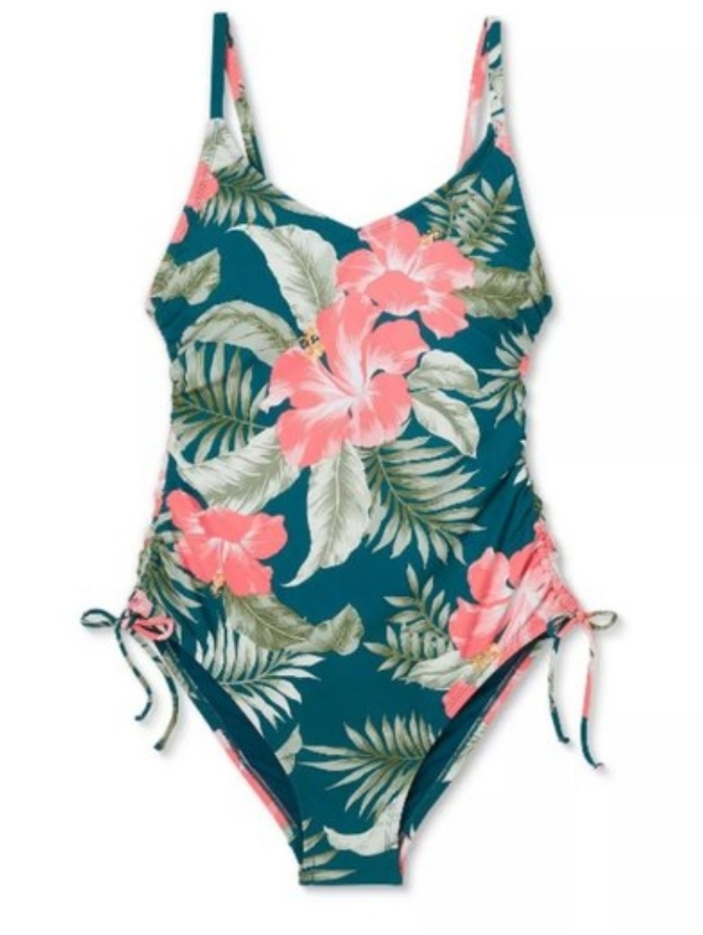 Kona Sol Teal Floral One-Piece Swimsuit, NWT - Picture 3 of 3